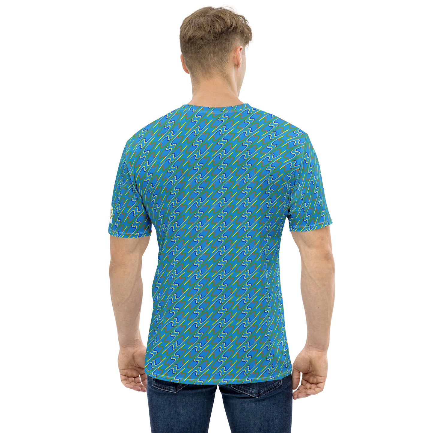 Twin flash net blue men's t-shirt