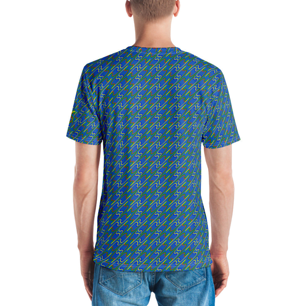 Twin flash net blue men's t-shirt