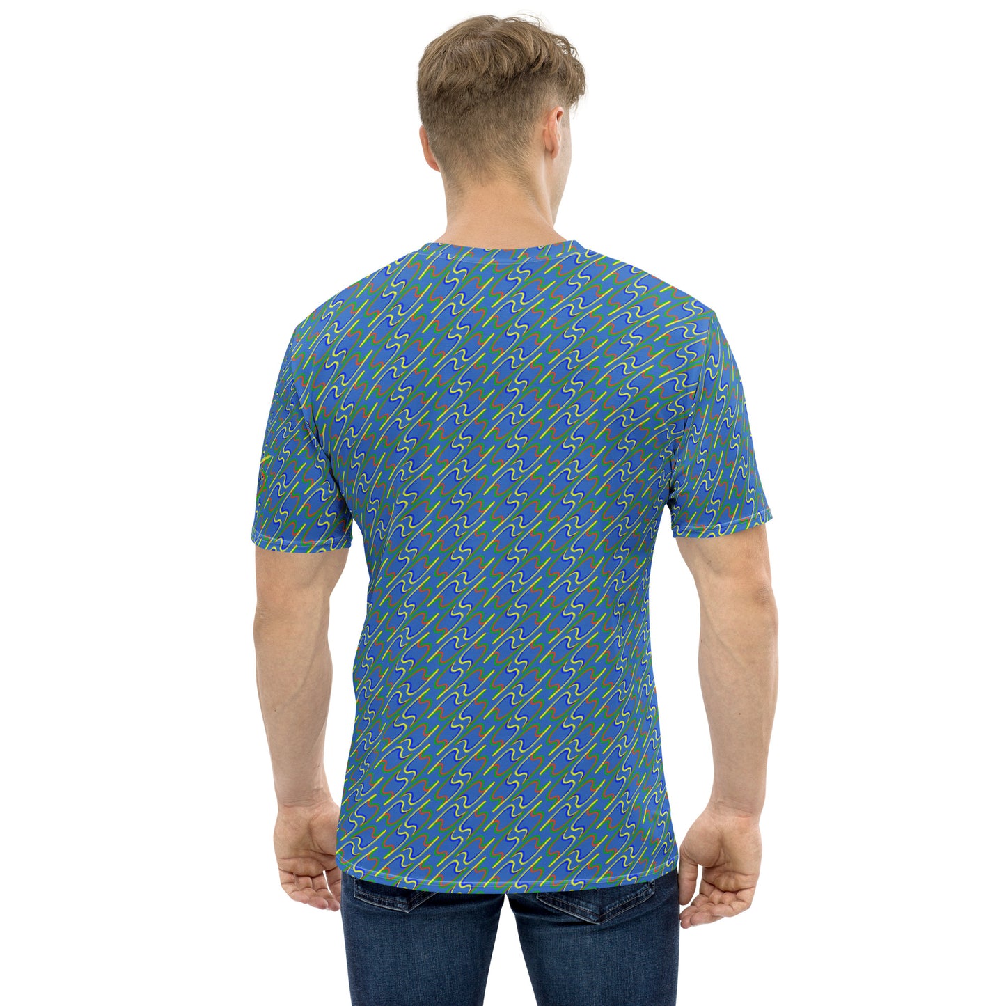 Twin flash net blue men's t-shirt