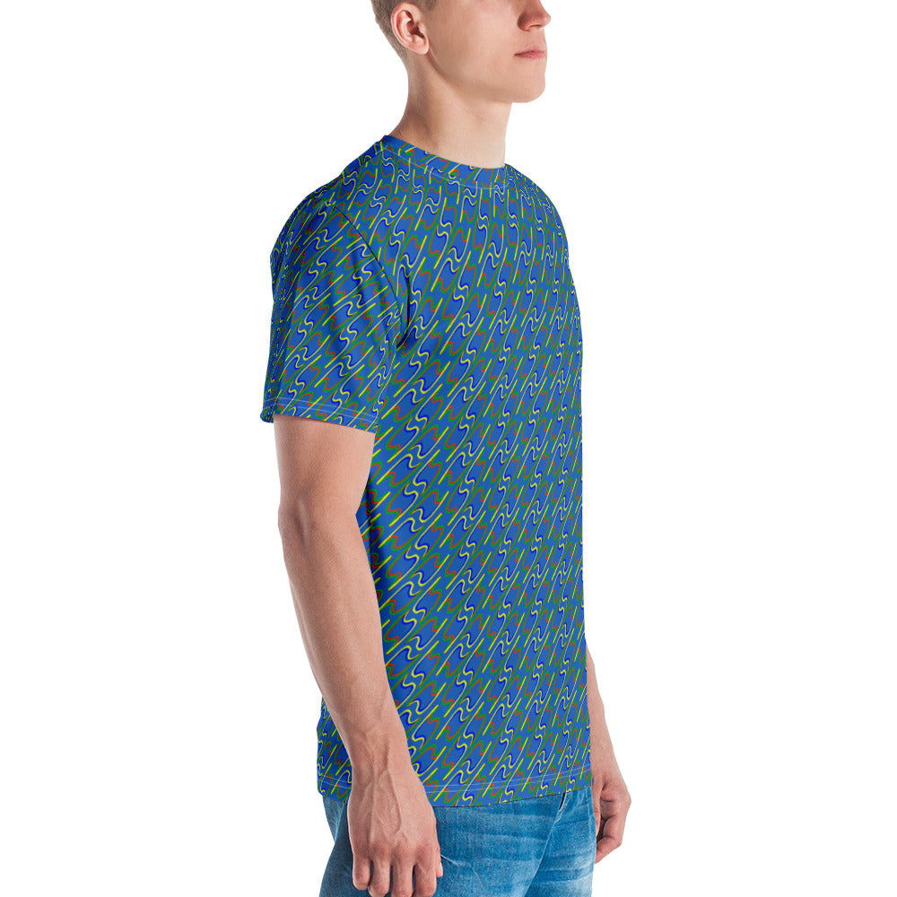 Twin flash net blue men's t-shirt