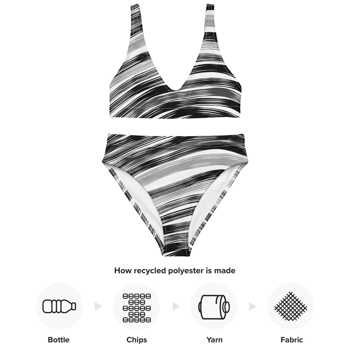 Eco-sustainable high-waisted bikini - Zebra