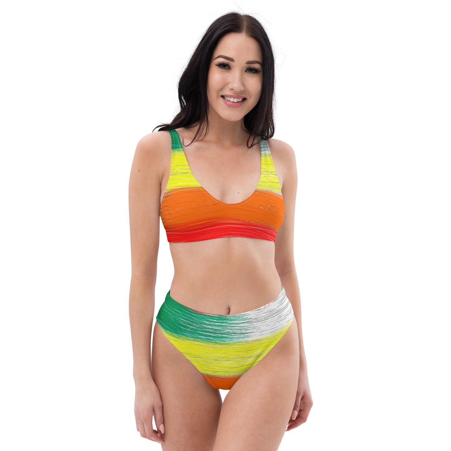 Bikini ecosostenibile a vita alta RAINBOW