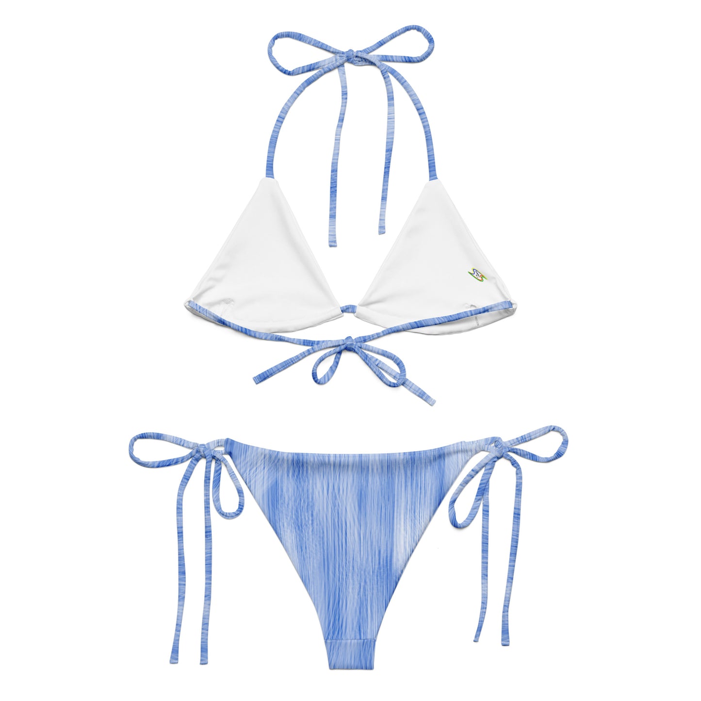 Bikini in tessuto riciclato con lacci LIGHT BLUE