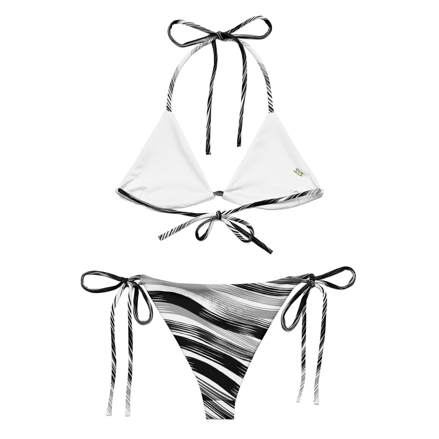 Bikini in tessuto riciclato con lacci - ZEBRA