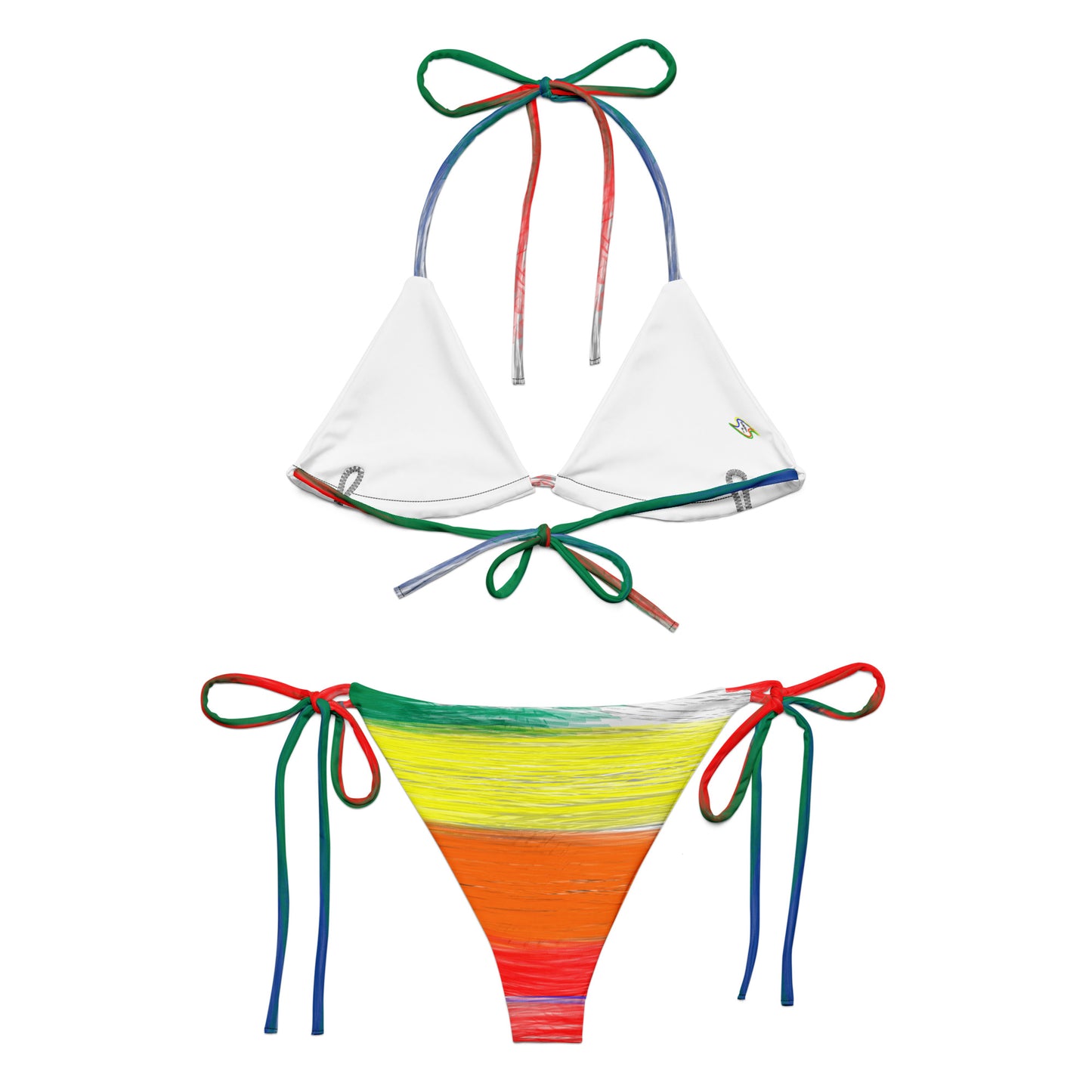 Bikini in tessuto riciclato con lacci RAINBOW