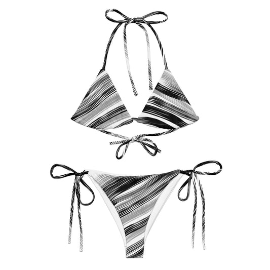 Bikini aus recyceltem Stoff mit Schnürsenkeln – Zebra