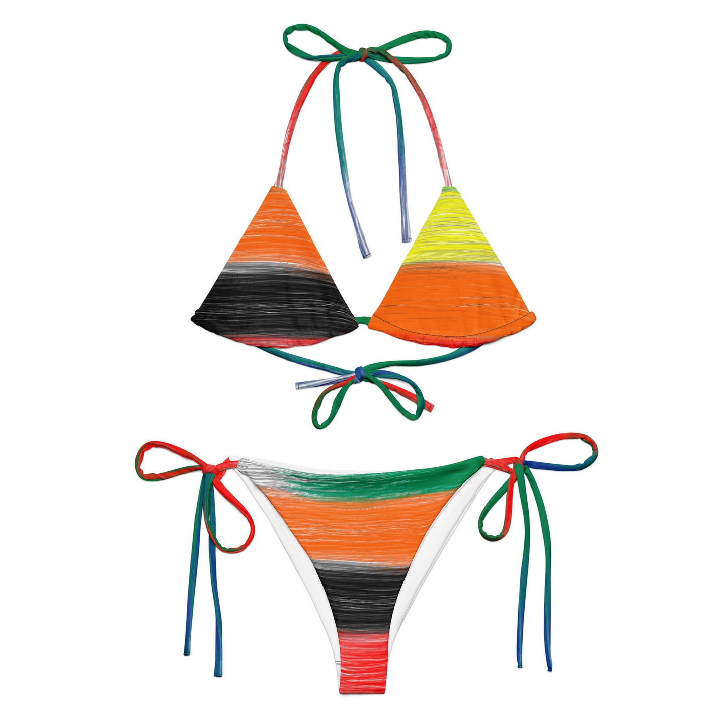 Bikini in tessuto riciclato con lacci RAINBOW