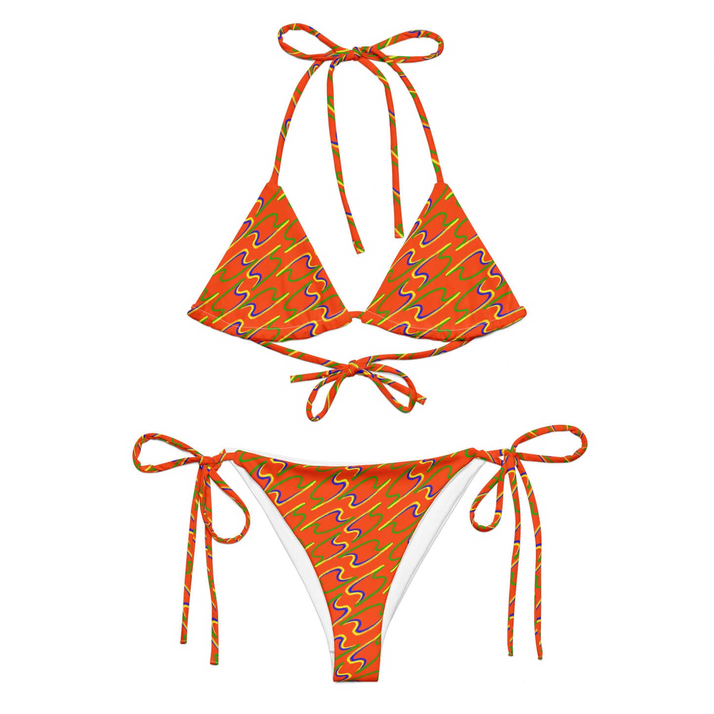 Bikini in tessuto riciclato con lacci TWIN FLASH NET AR