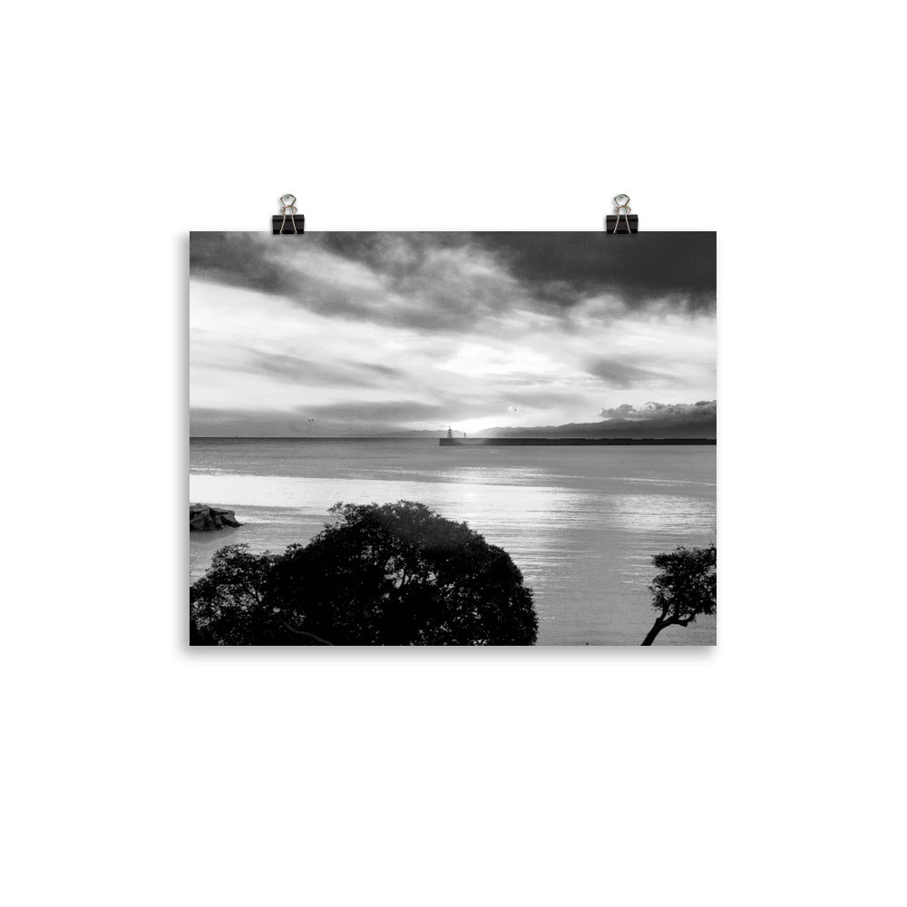 Poster auf Fotopapier, Seaview Landscape S/W