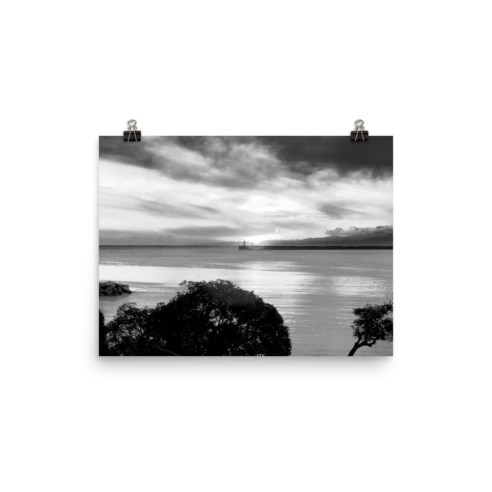 Poster auf Fotopapier, Seaview Landscape S/W