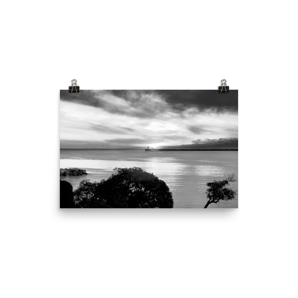 Poster auf Fotopapier, Seaview Landscape S/W