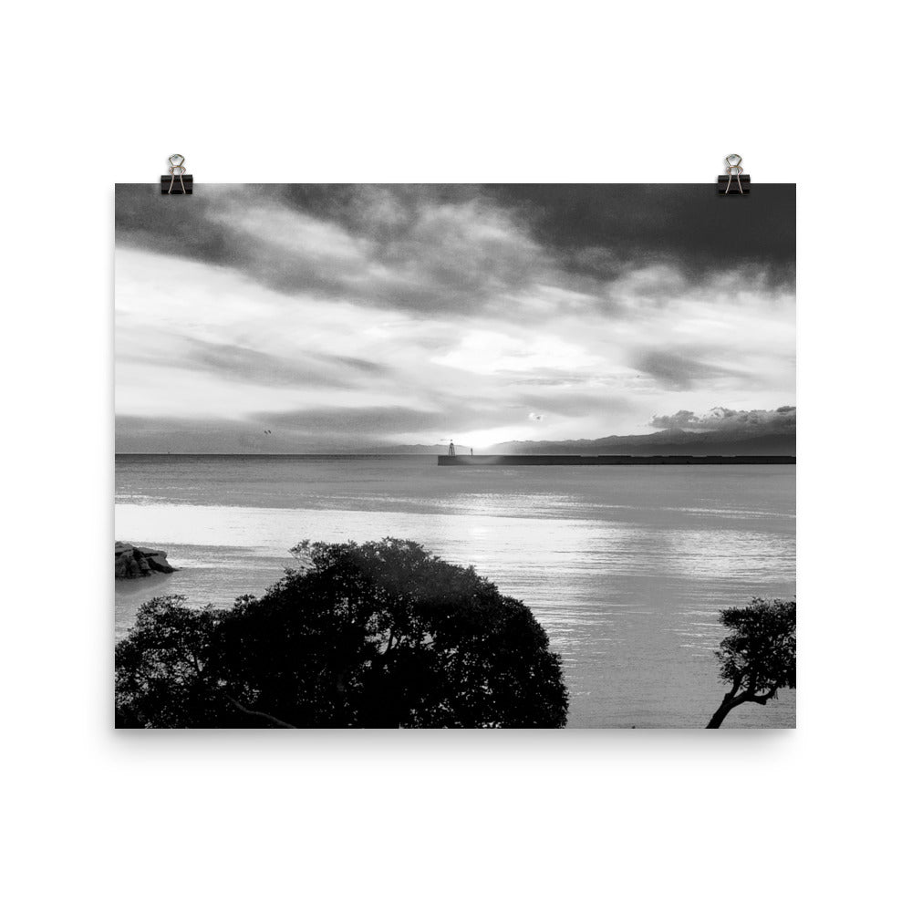 Poster auf Fotopapier, Seaview Landscape S/W