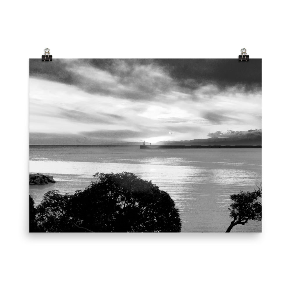 Poster auf Fotopapier, Seaview Landscape S/W