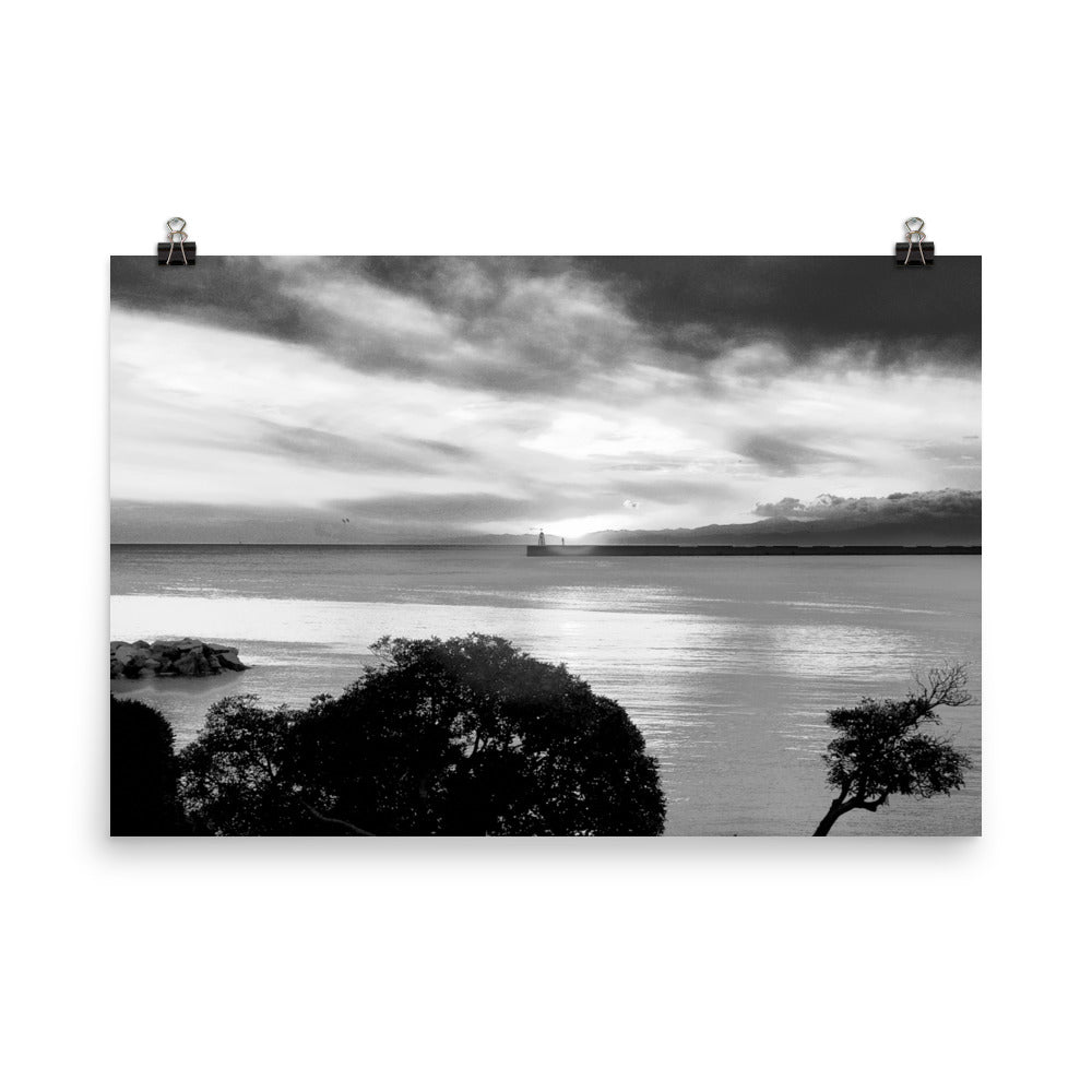 Poster auf Fotopapier, Seaview Landscape S/W