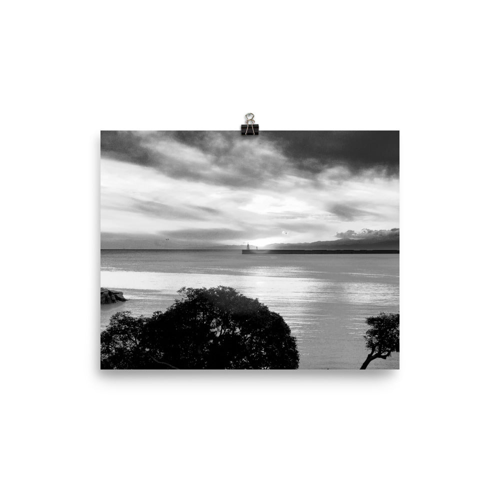 Poster auf Fotopapier, Seaview Landscape S/W