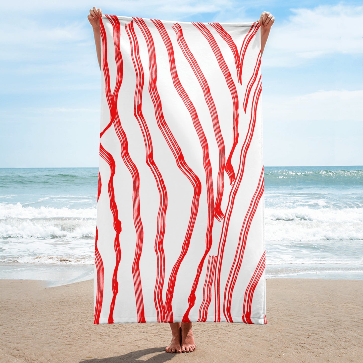 Beach towel - Red Scretch