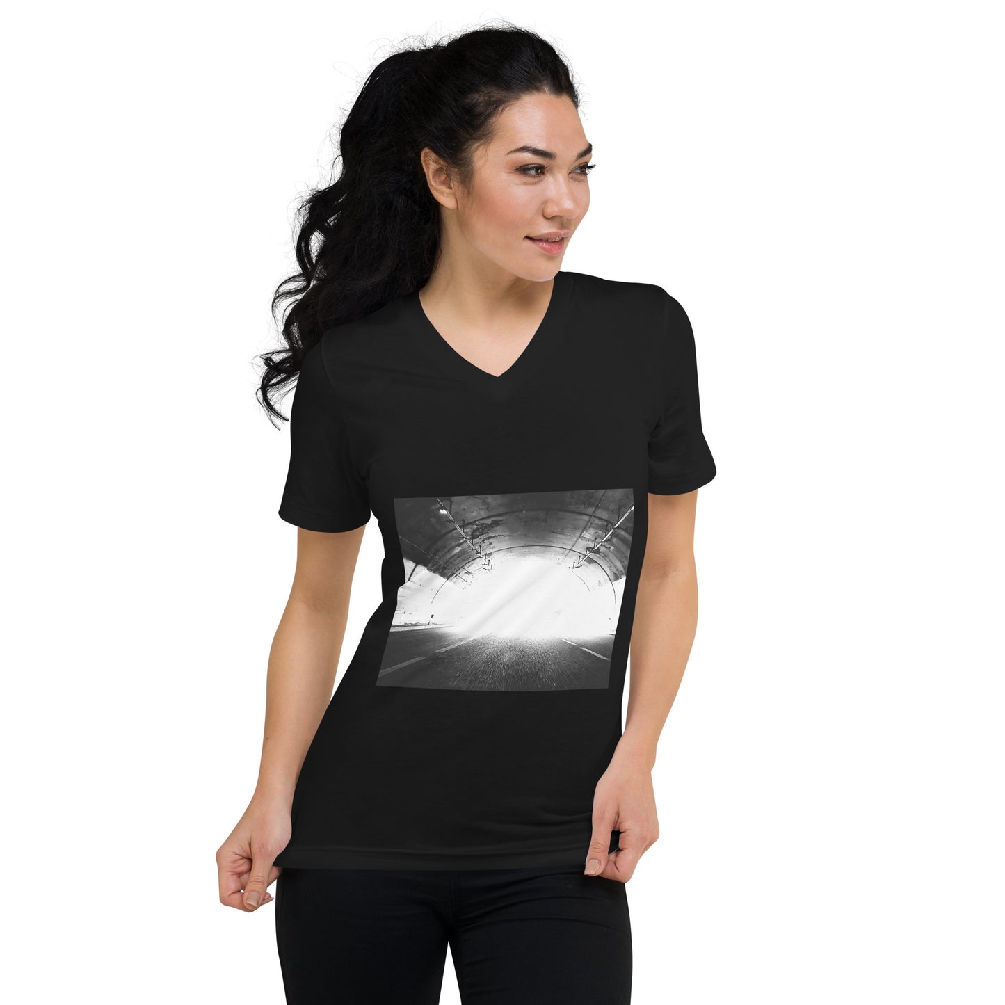 Unisex-Kurzarm-T-Shirt mit V-Ausschnitt