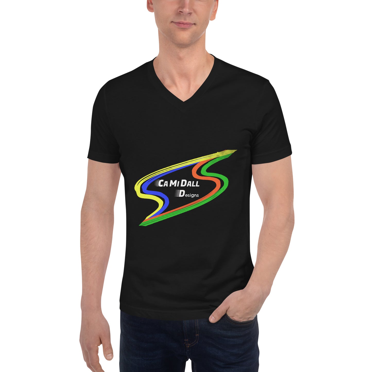 T-shirt unisex a maniche corte con scollo a V - TWIN FLASH