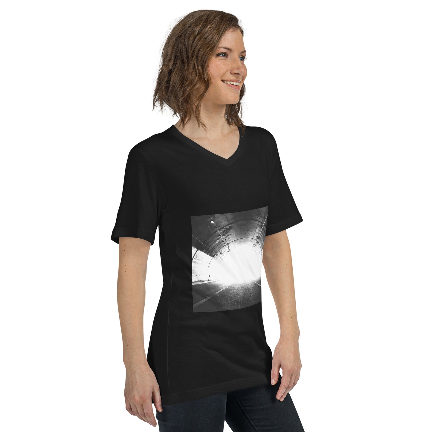 Unisex short-sleeved V-neck t-shirt