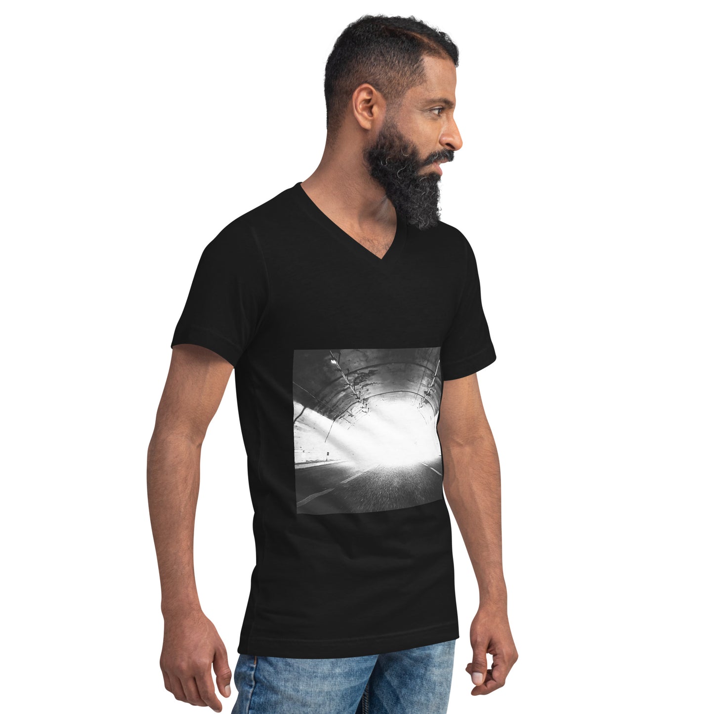 Unisex-Kurzarm-T-Shirt mit V-Ausschnitt