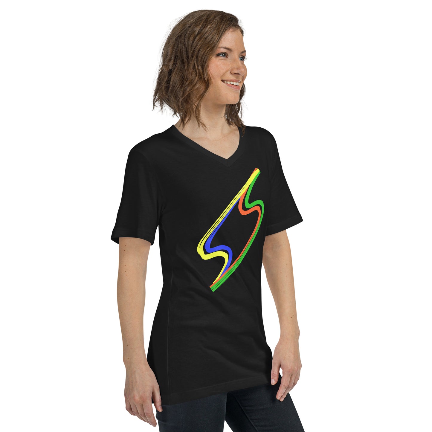 T-shirt unisex a maniche corte con scollo a V - TWIN FLASH