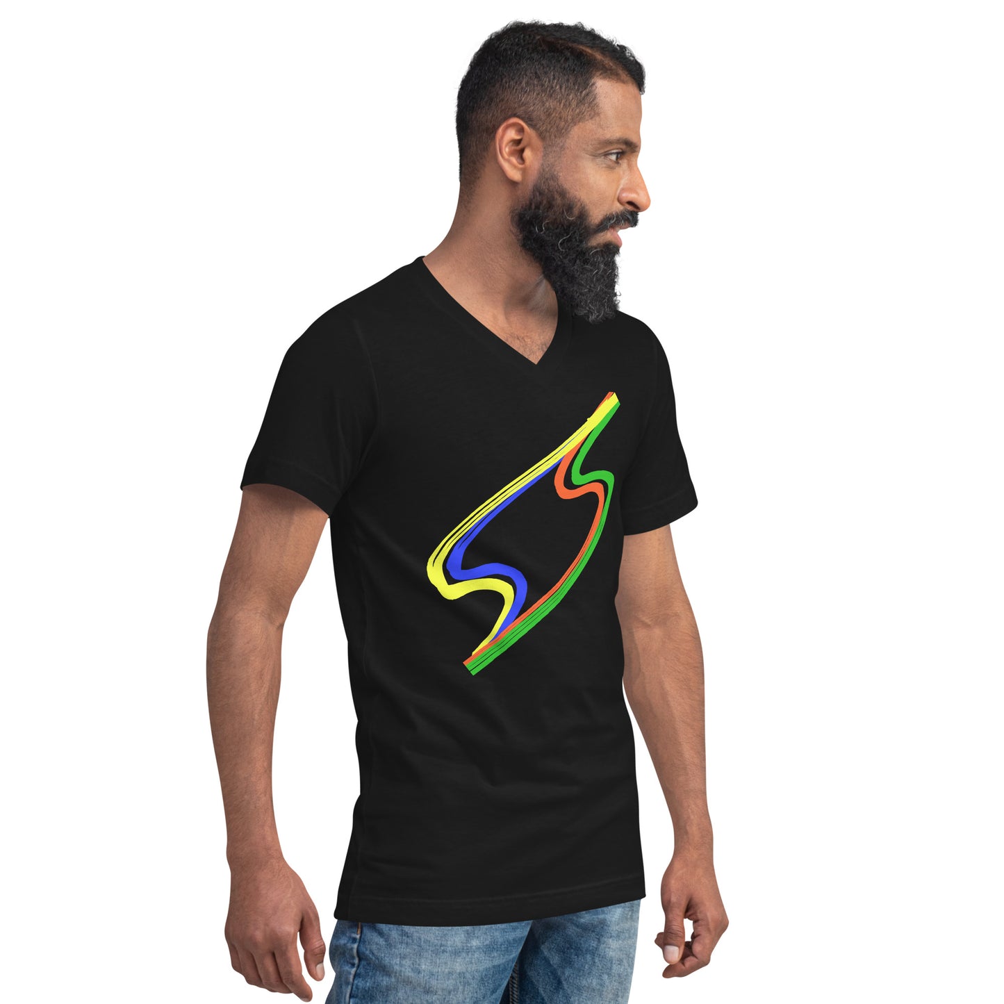 T-shirt unisex a maniche corte con scollo a V - TWIN FLASH